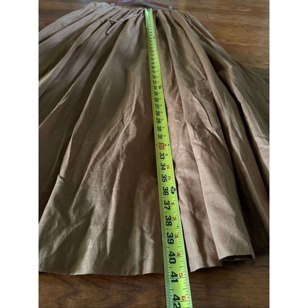 DISSH Brown Linen Cotton Maxi Skirt | Elastic Waist Drawstring | Size 6 - Picture 8 of 13